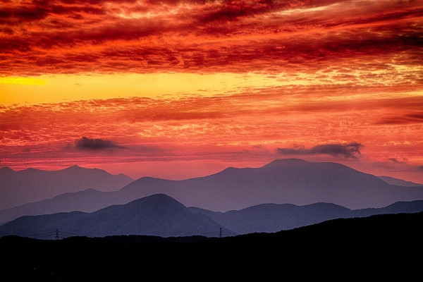 blazing sky over mountains