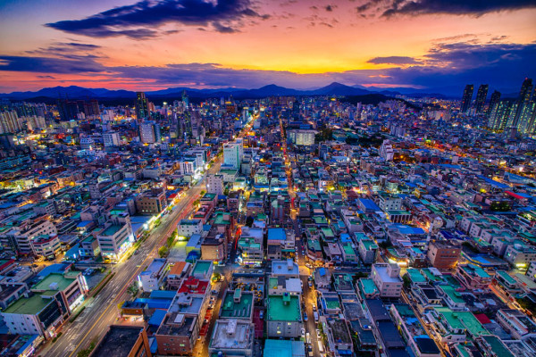 Ulsan, South Korea at Sun set